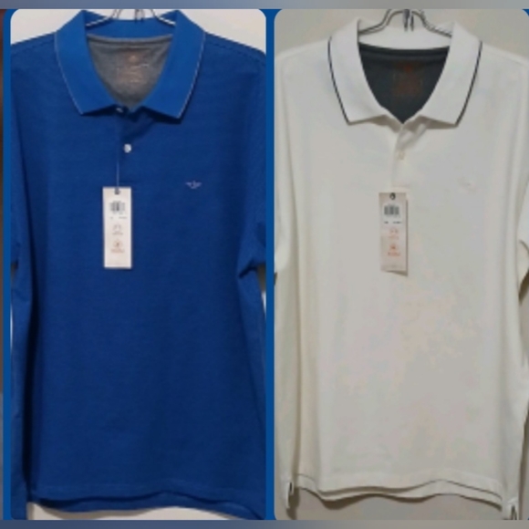 Men's Blue and White Polo Shirts - Picture 1 of 14